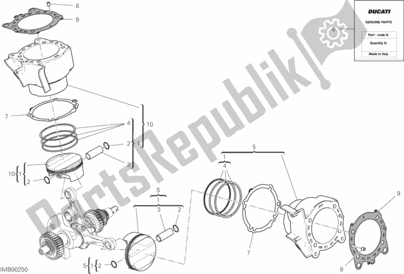 Todas as partes de Cilindros - Pistões do Ducati Multistrada 1260 Enduro Thailand 2019
